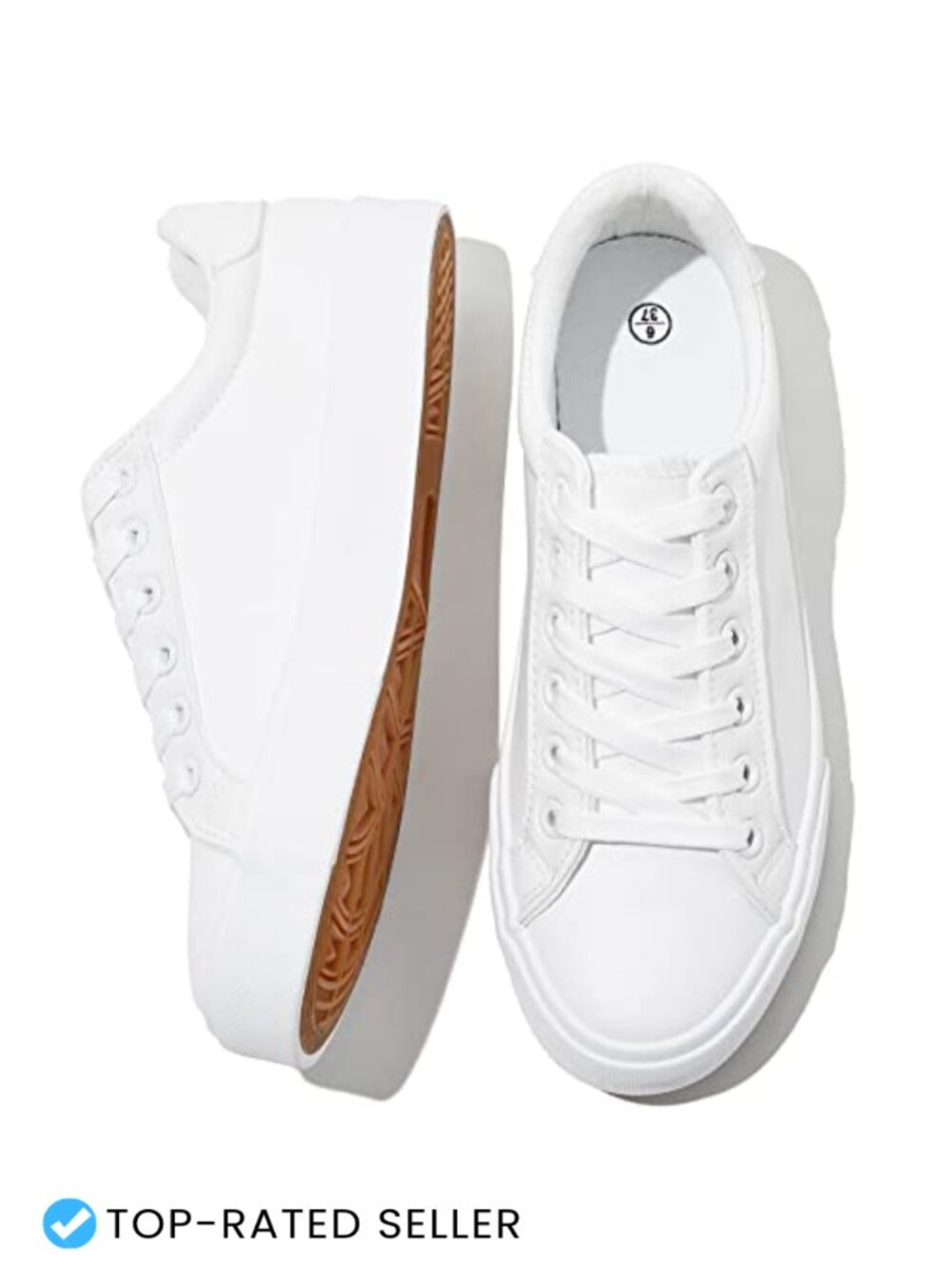 Women's PU Leather Tennis Sneakers Water Resistant Lace-Up Casual Shoes